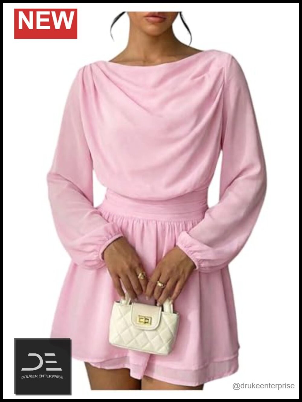 Women's Tiered Ruffle Long Sleeve Mini Dress Fit and Flare